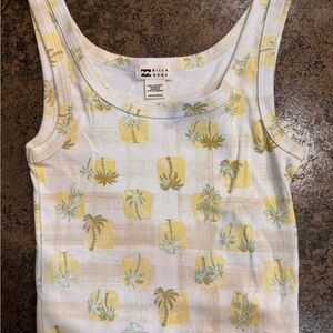 NWOT Billabong Yellow and Green Palm Print Crop Top